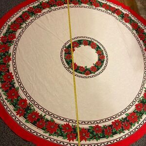 Vintage tree skirt poinsettia design large 65” diameter